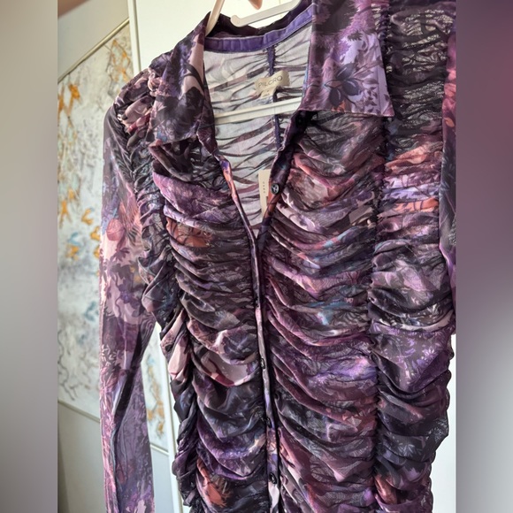 NWT Size S - Pilcro Collared Mesh Buttondown Shirt - Picture 5 of 15